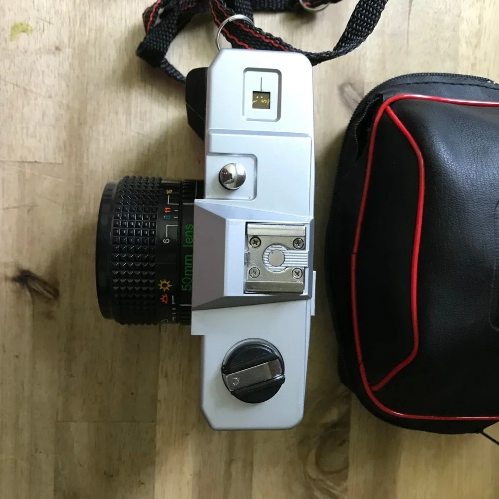 Capital MX-II 35mm Film Camera 50mm Optical Color Lens Silver Black with Case